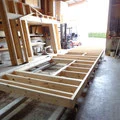 Holzrahmen eines Elements in der Produktion