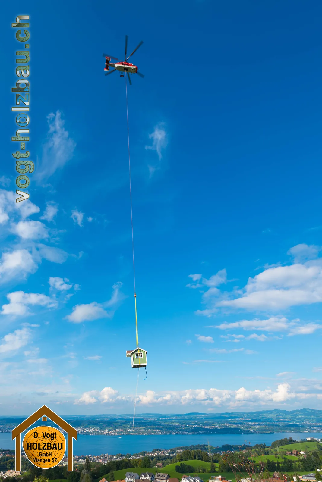 Helitransport des Humidorhauses zum Aufstellort